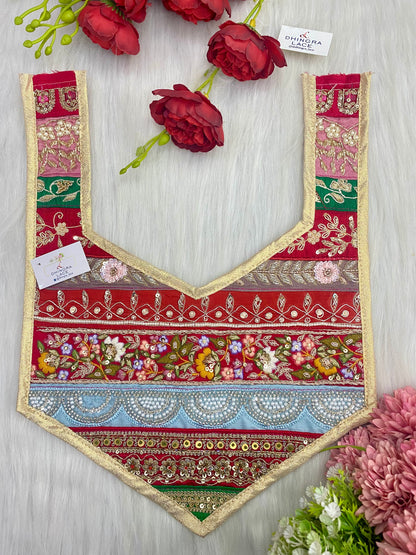 Beautiful Multicolour Zardozi Work Neck Patches 020126