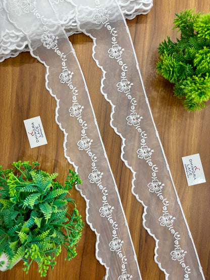 Beautiful Organza Based Scallop Lace Medium Black(9 Meters) 020526