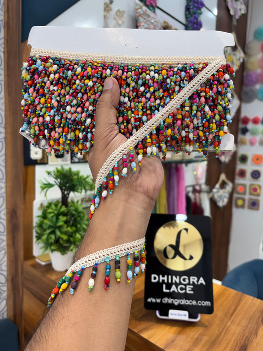 Beautiful Boho Hanging Multicolour Wooden Beads Lace 161025
