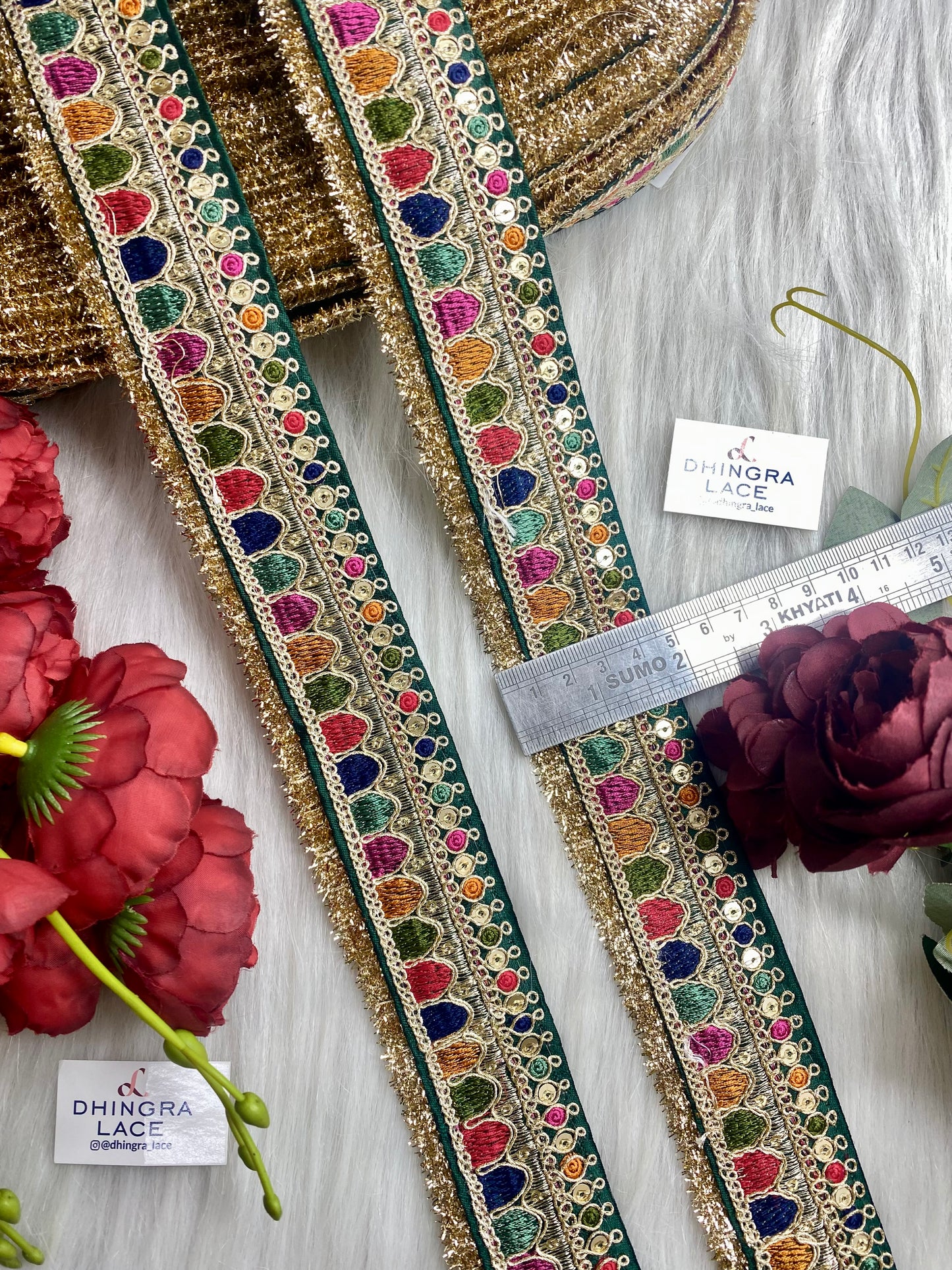 Beautiful Green Multi Sabyasachi 2 Inches Broad Lace 050126