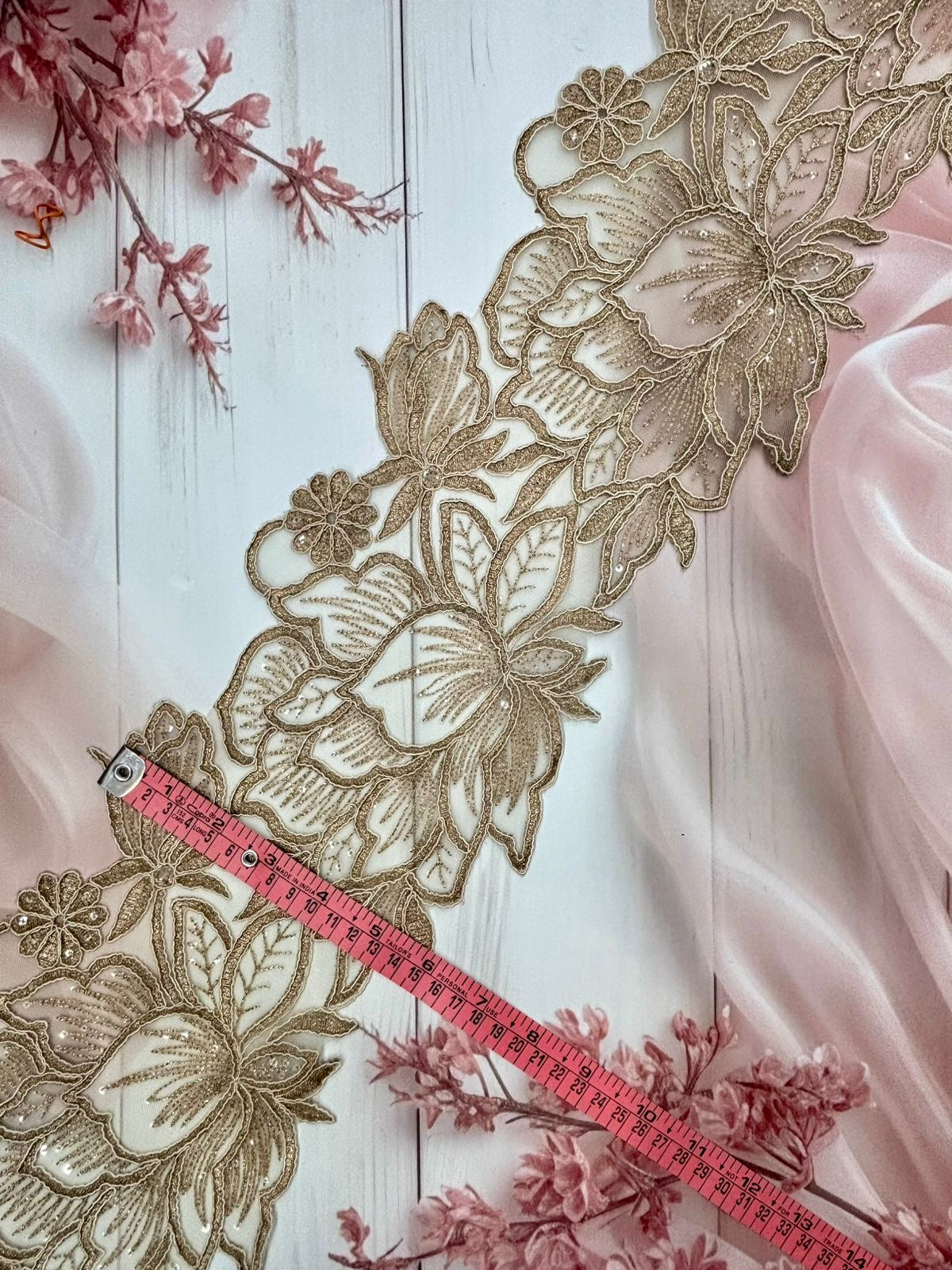 Beautiful Organza Based Zari Work Lace Antique Bronze 260725/ 280725