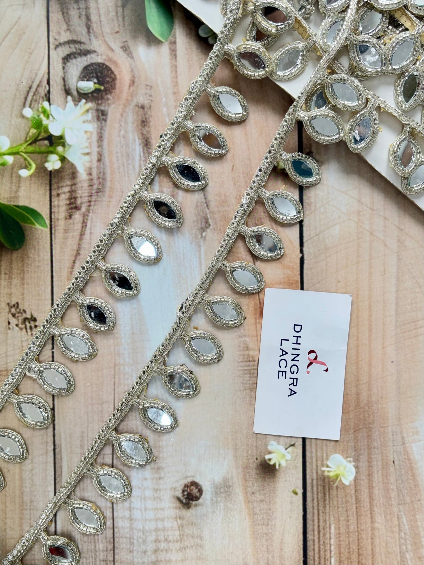 Beautiful Mirror Work Hanging Lace Water Gold 040825