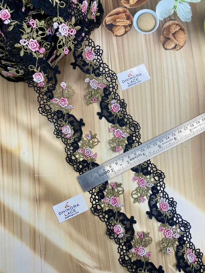 Beautiful Red Multi Guipure 2 Inches Broad Lace 160126 (3 Meters)