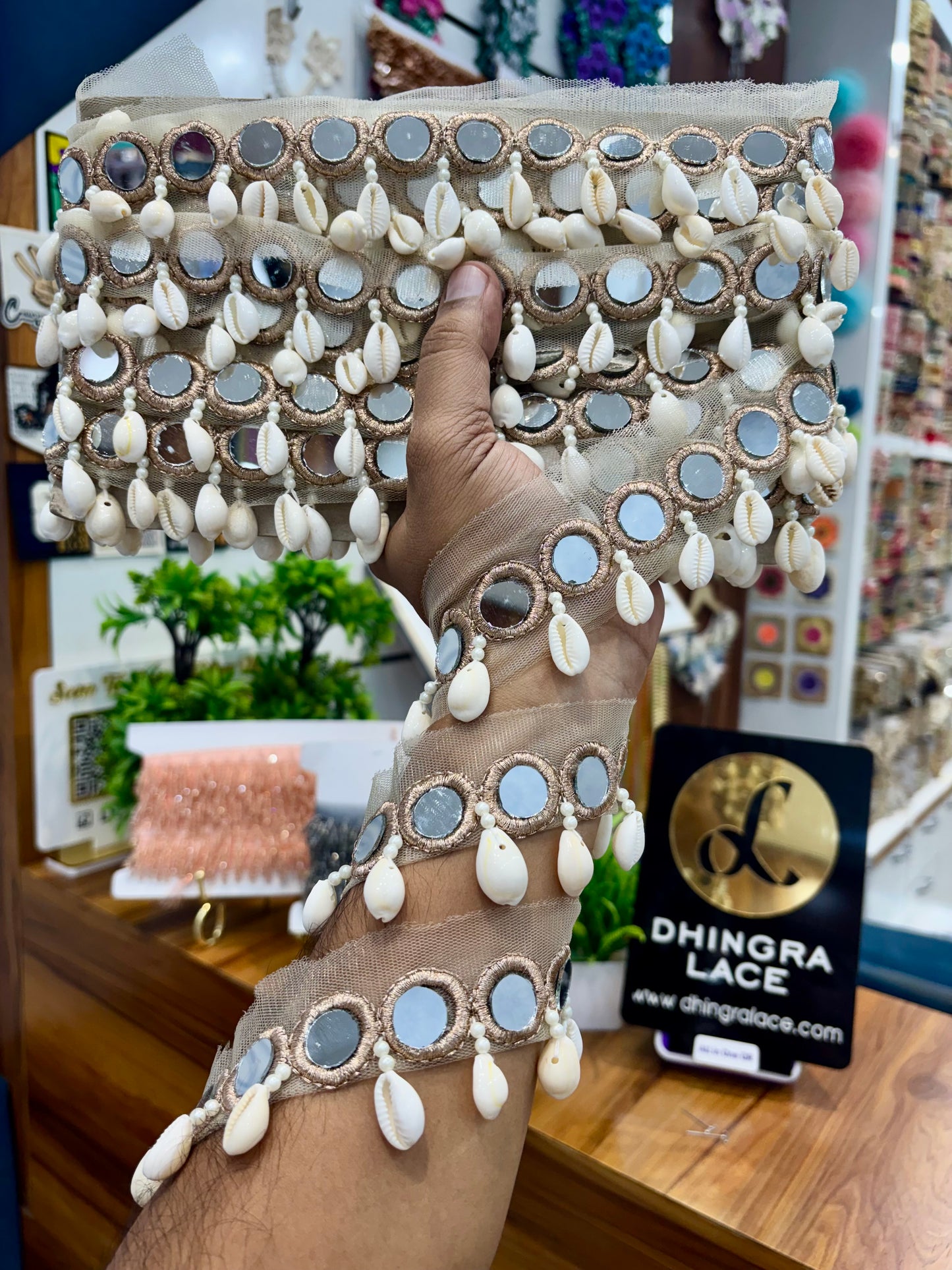 Beautiful Mirror Work Hanging Lace Rose Gold 260925