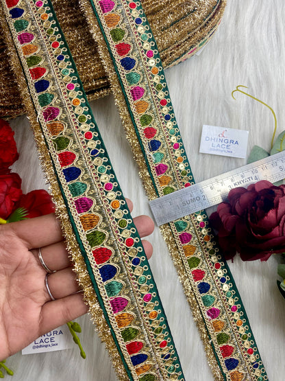 Beautiful Green Multi Sabyasachi 2 Inches Broad Lace 050126