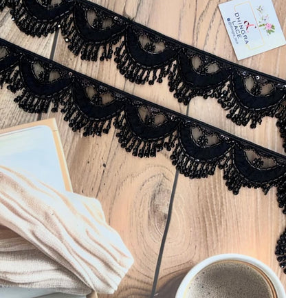Beautiful Multicolour Black Hanging Lace (1 Meter) 220725/230726