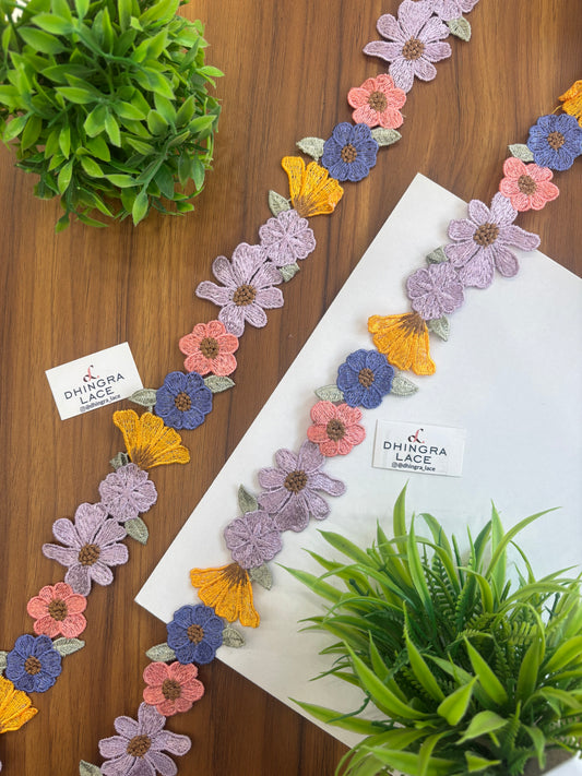 Beautiful Guipure Multicolour Flower Lace Medium 080426