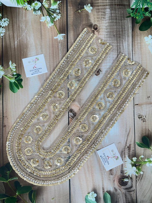 Beautiful Hand Work Kurta Patti Neck Patch Gold 231225