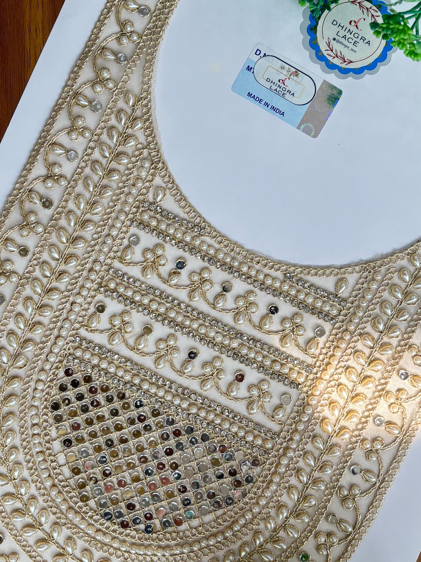 Beautiful Mirror Pearls And Zarkan Work Neck Patch 200126