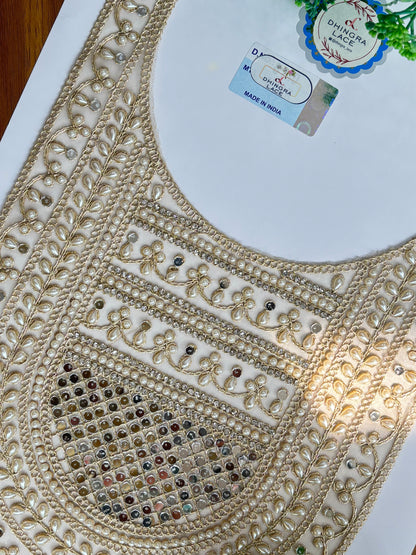 Beautiful Mirror Pearls And Zarkan Work Neck Patch 200126
