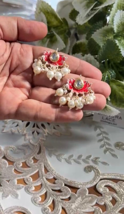 Beautiful Pearl Work Minakari Hanging Button (1 pair) 220826