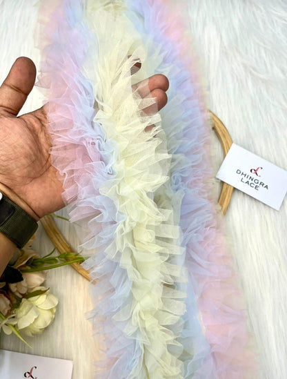 Beautiful Unicorn Multicolour Frill For Baby Dresses (3 Meters Cut) 240226