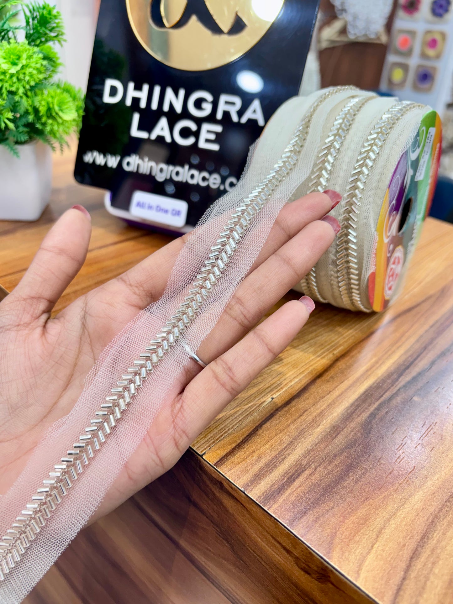 Beautiful Net Based Cutdana Work Lace (9 Meters) 201125