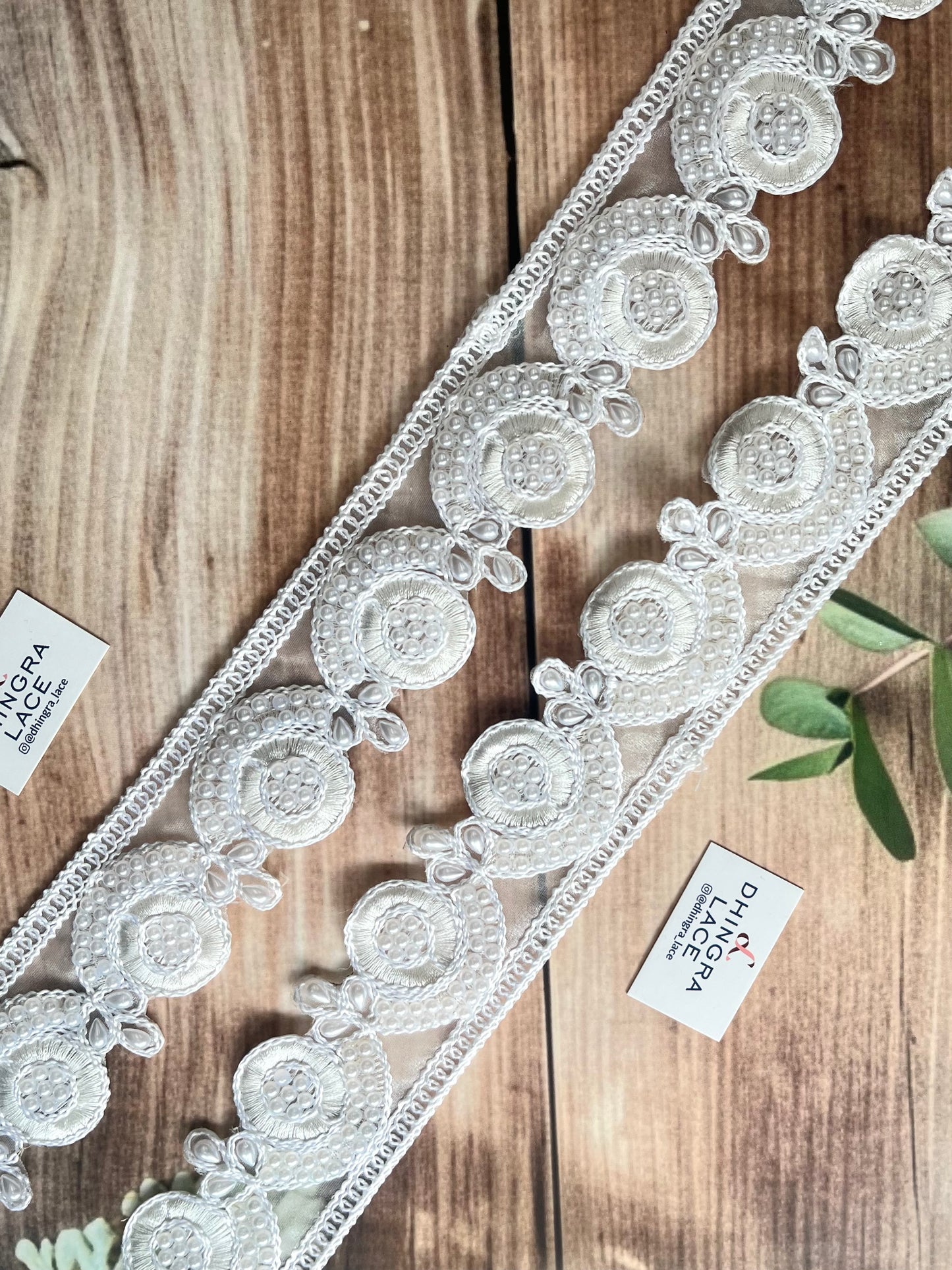 Beautiful Organza Based Thread And Pearl Work Lace 171125