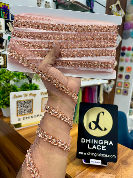 Beautiful Net Based Crystal Work Lace 141025