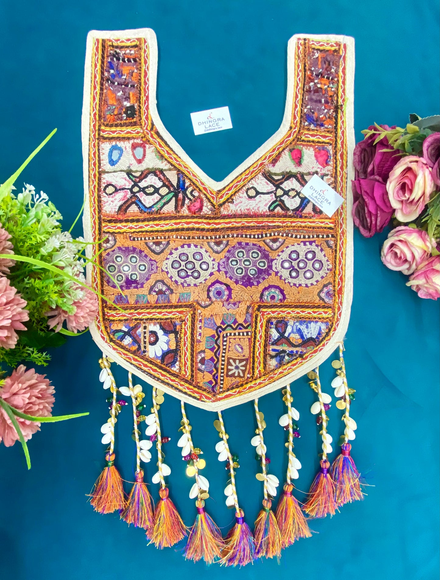 Beautiful Multicolour Mirror Work Hanging Neck Patches (1 Piece) 110826
