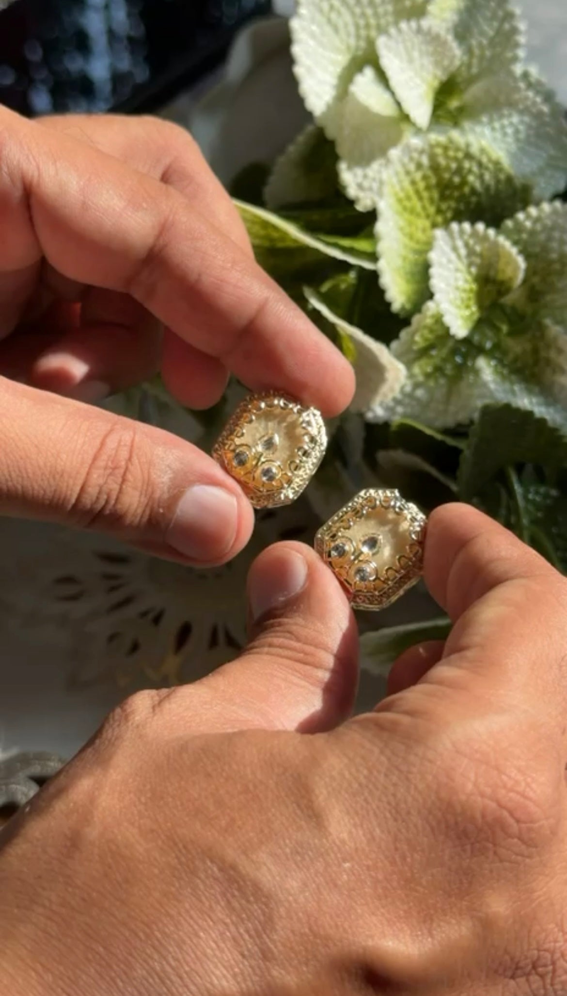 Beautiful Zarkan Work Marble Look Button 1 Pair(2 pieces) 260826