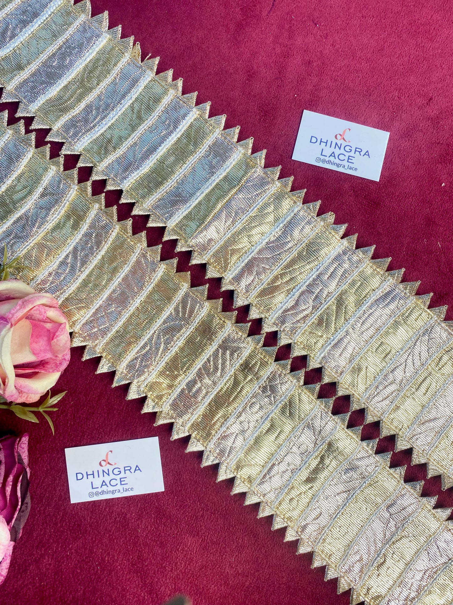 Beautiful Gota Patti 2.5 Inches Broad Lace Gold+Rosegold 241225 ( 9Meters)