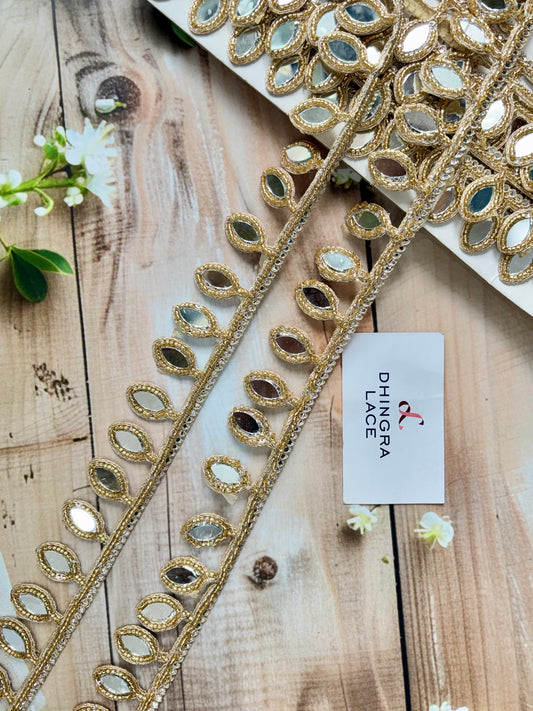 Beautiful Mirror Work Hanging Lace Gold 040825/200825