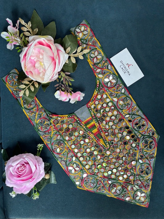 Beautiful Mirror Work Neck Multicolor 260525