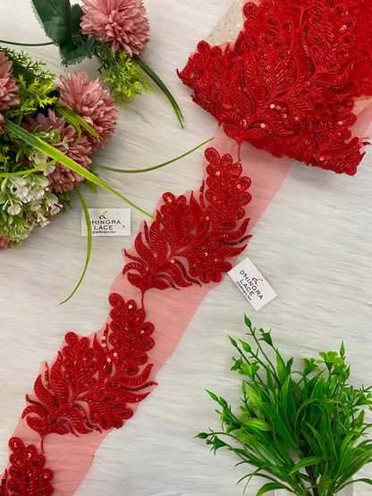 Beautiful Organza Based Handwork Patch Work Lace (6 Patches In 1 Yard) 100926