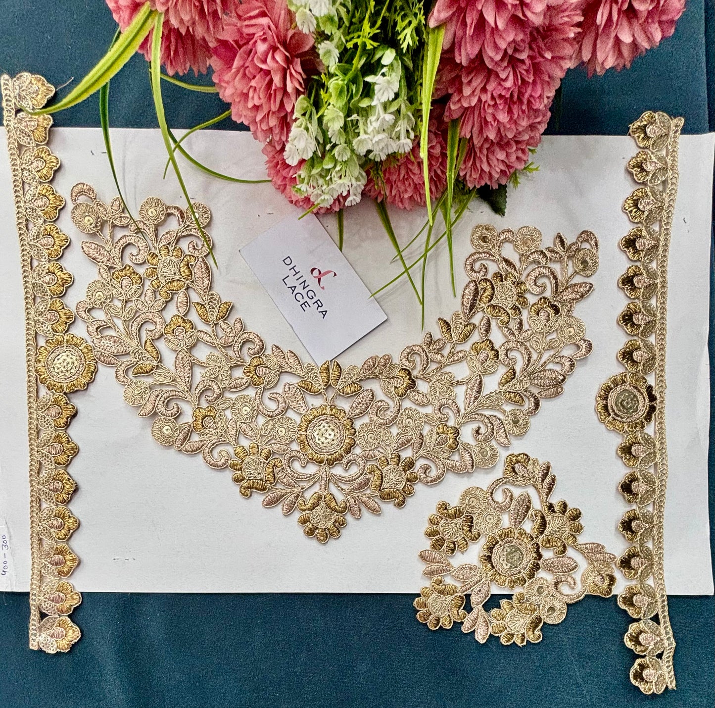 Beautiful Zari Cutwork Neck Patch Antique Gold + Gold Colour With Patche 160525