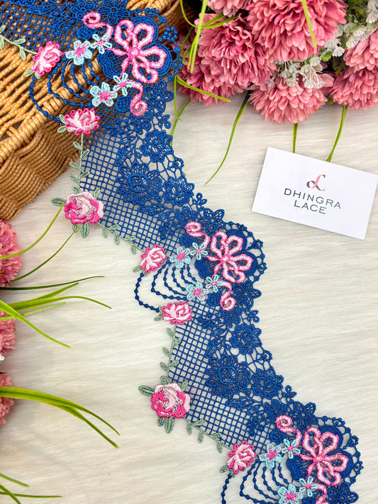 Beautiful Imported Guipure Lace Blue Multi 280125