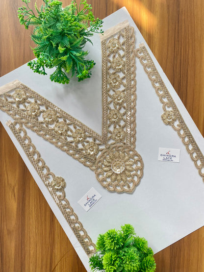 Beautiful Cutpipe And Sequence Work Zardozi Neck With Sleeves 280126