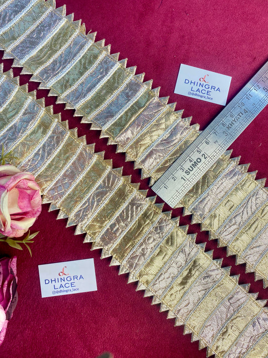 Beautiful Gota Patti 2.5 Inches Broad Lace Gold+Rosegold 241225 ( 9Meters)