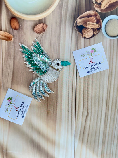 Beautiful Handwork Bird Patch Left Green 071025