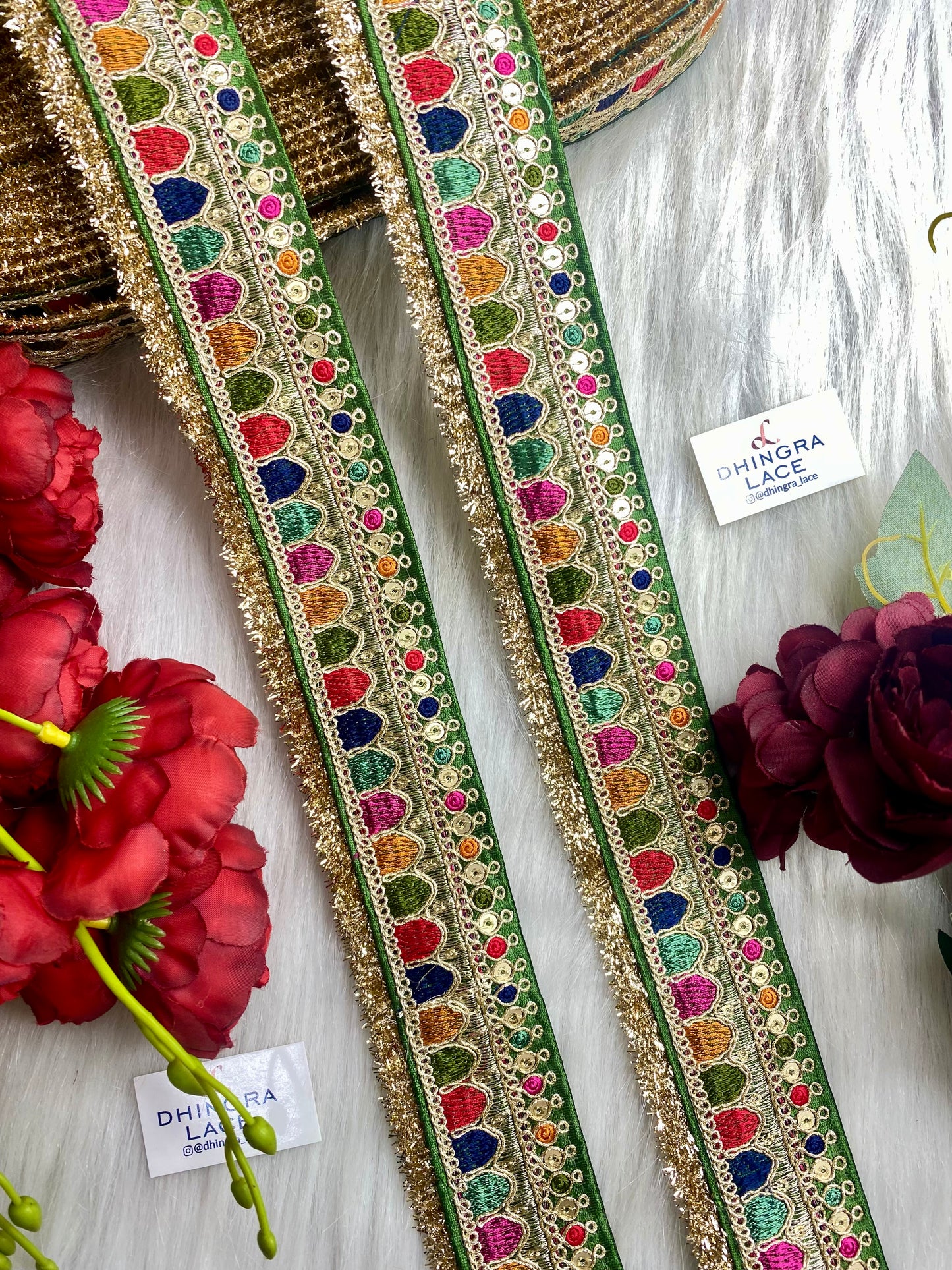 Beautiful Olive Green Multi Sabyasachi 2 Inches Broad Lace 9 Meters 050126