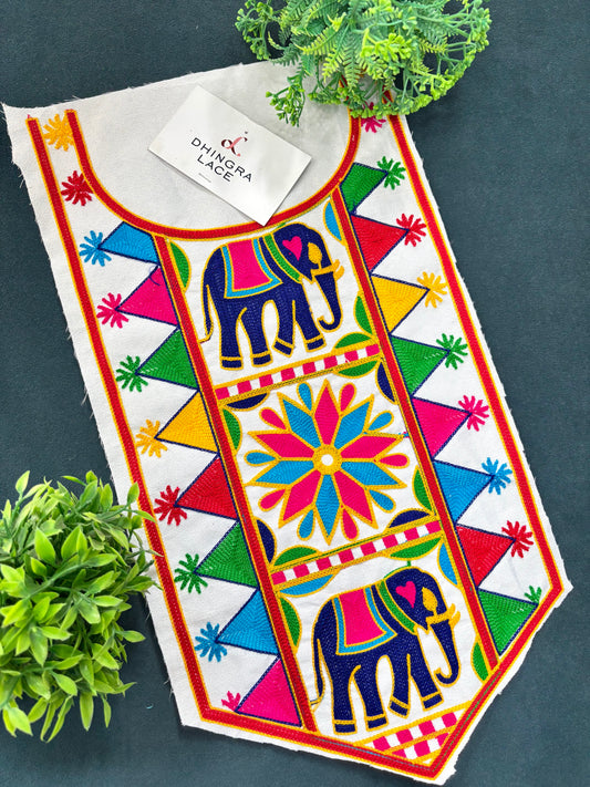 Beautiful Multicolour Gujarati Neck kutch Embroidery 250625