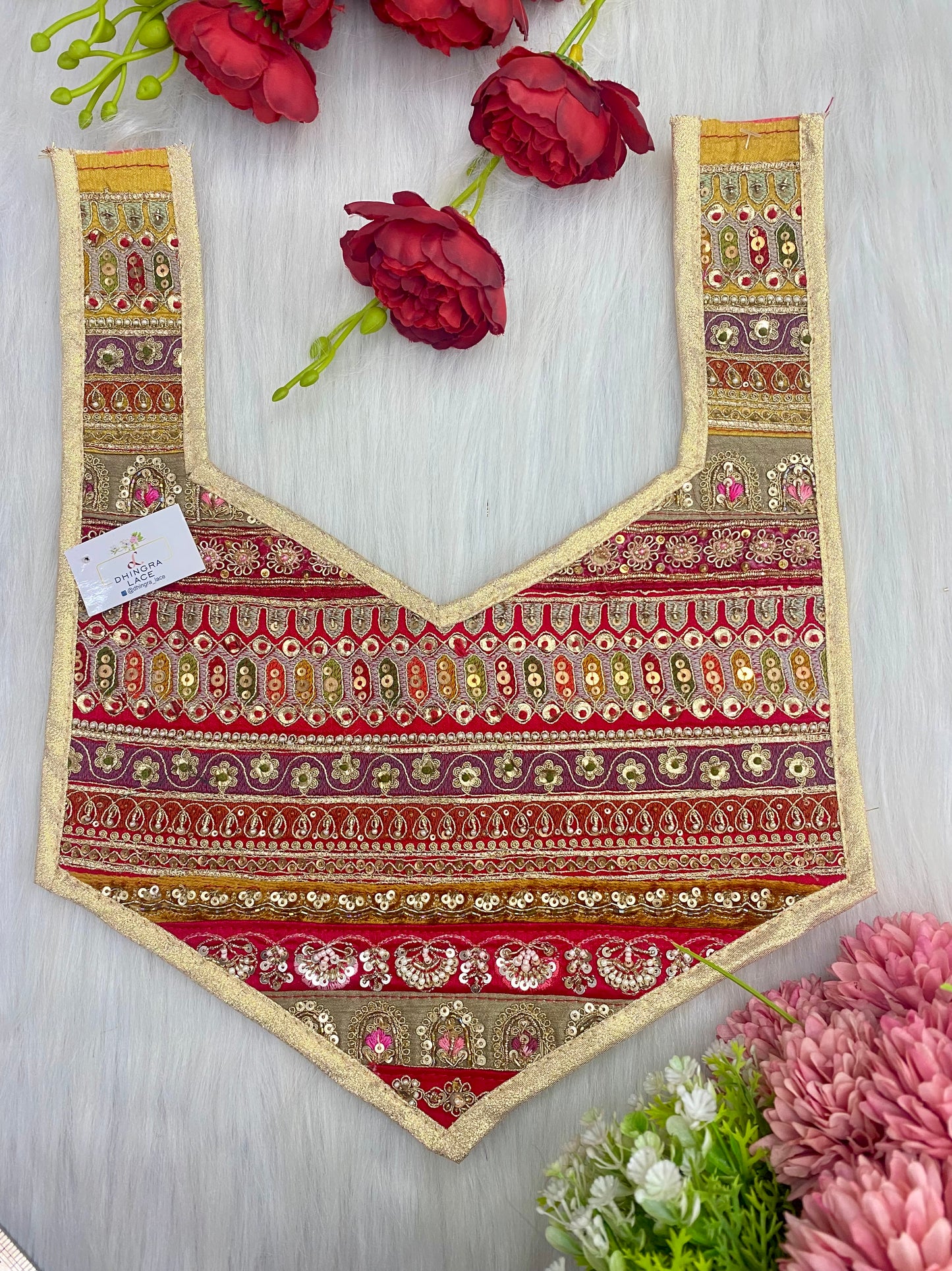 Beautiful Multicolour Zardozi Work Neck Patches 020126