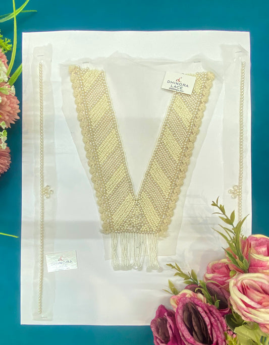 Beautiful Net Based Multicolour Beads Work Neck Patches (1 Piece) 270726