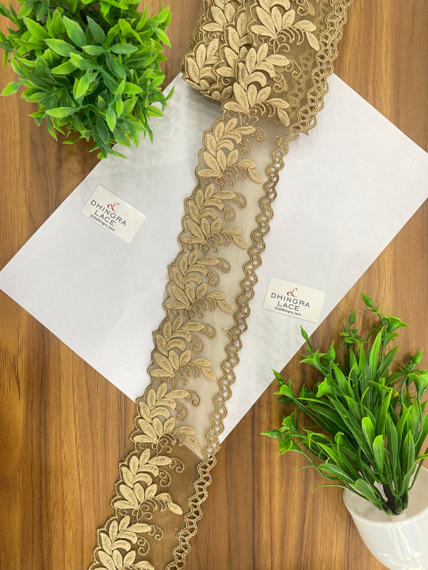 Beautiful Net Based Zari Work Guipure Lace (1 Meter) 090626/120626