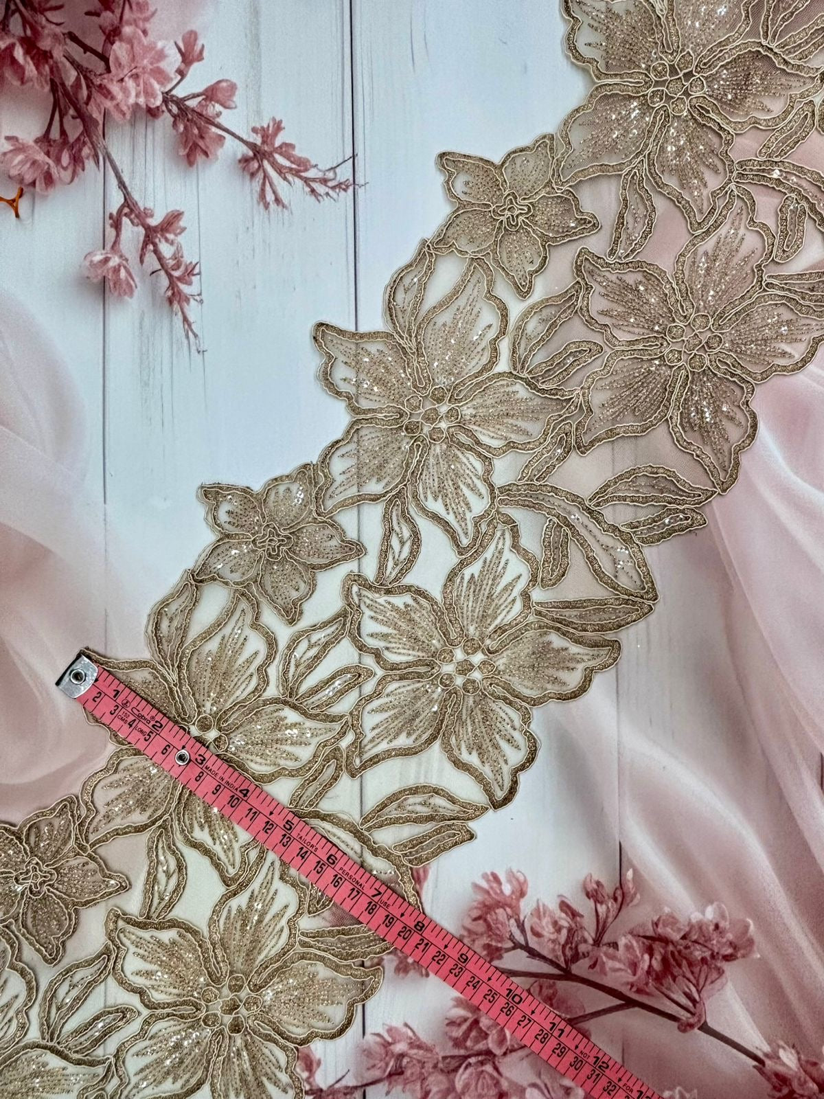 Beautiful Organza Based Zari Work Lace Antique Gold 260725/ 280725