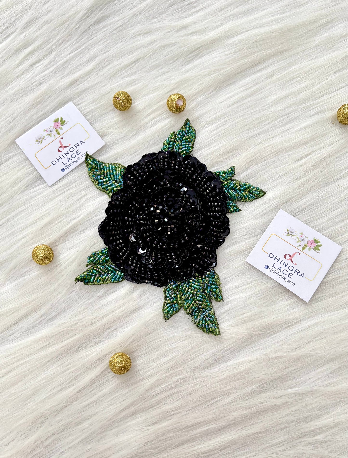 Beautiful Crystal Sequence And Cutdana Work Patch Black 090625