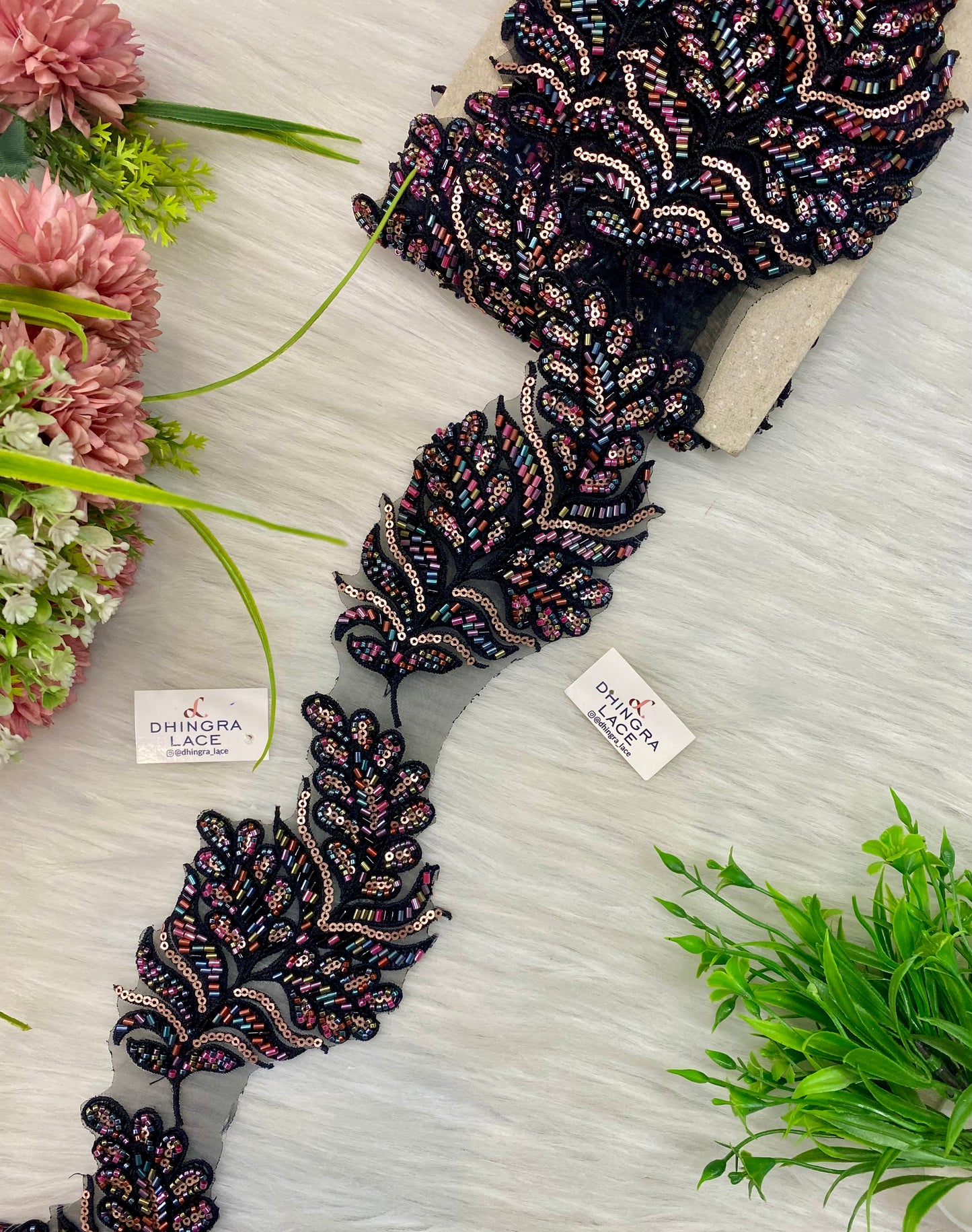 Beautiful Organza Based Handwork Patch Work Lace (6 Patches In 1 Yard) 100926