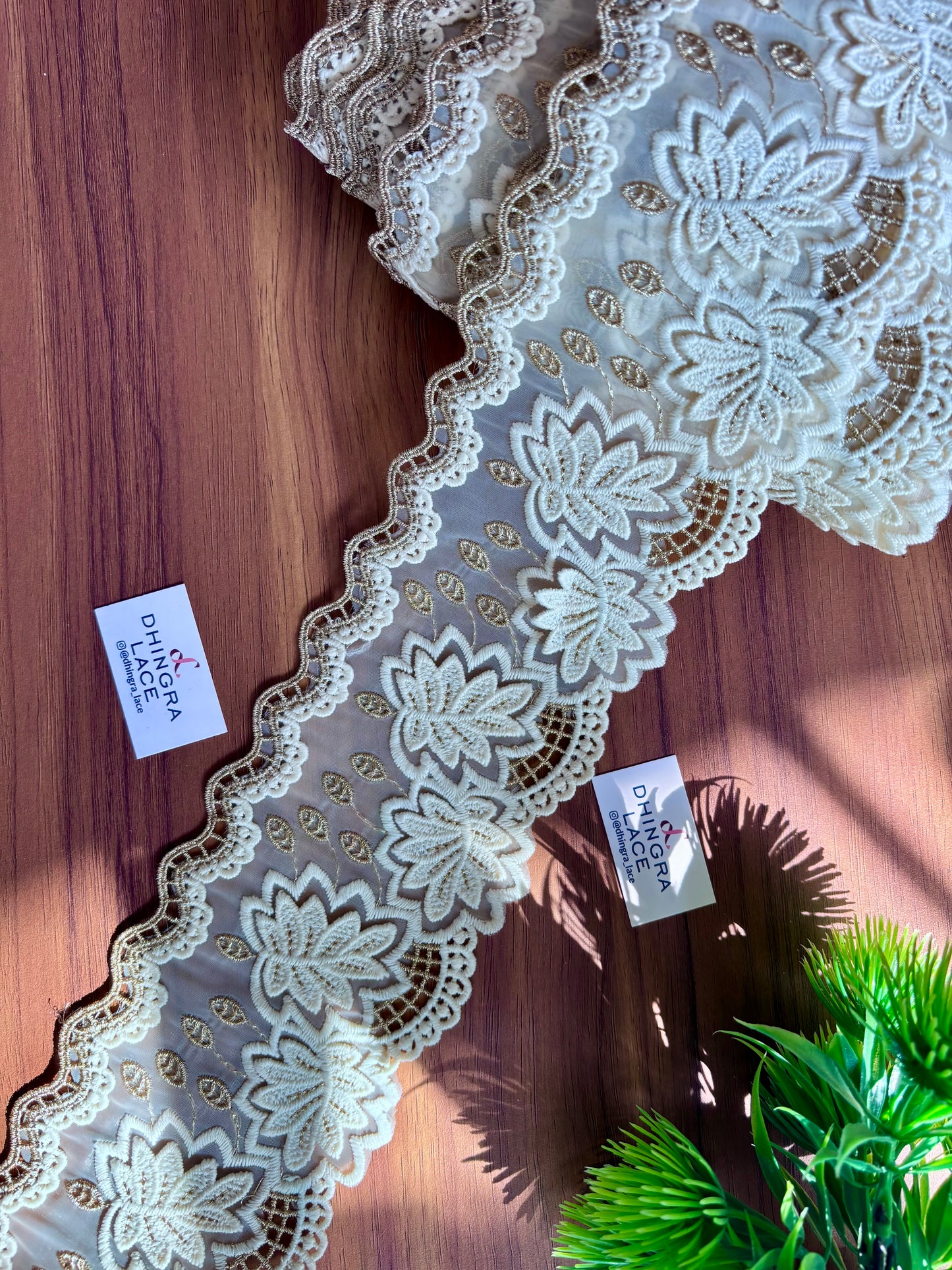 Beautiful Organza Based Guipure And Zari Work Lace Cream 051225