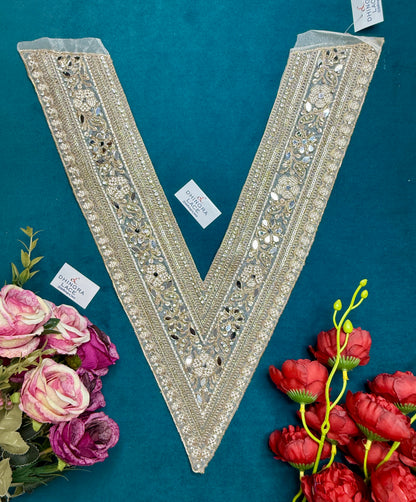 Beautiful Mirror Work Neck Patch (1 Piece) 2 Colours Rose Gold And Antique Gold 160626