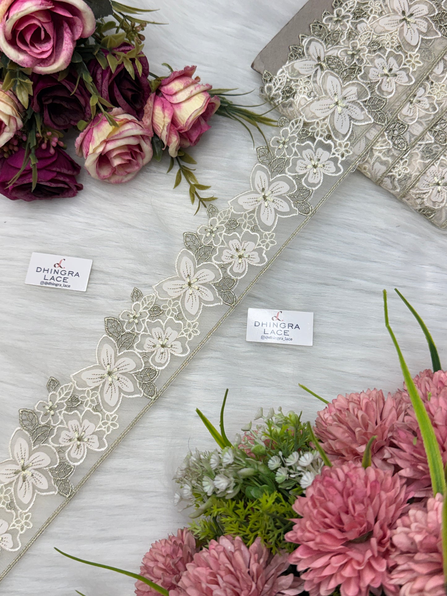 Beautiful Net Based Flower Lace (1 Meter) 200626