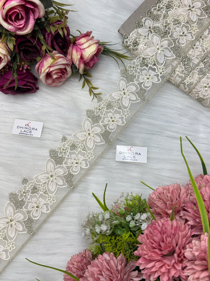 Beautiful Net Based Flower Lace (1 Meter) 200626