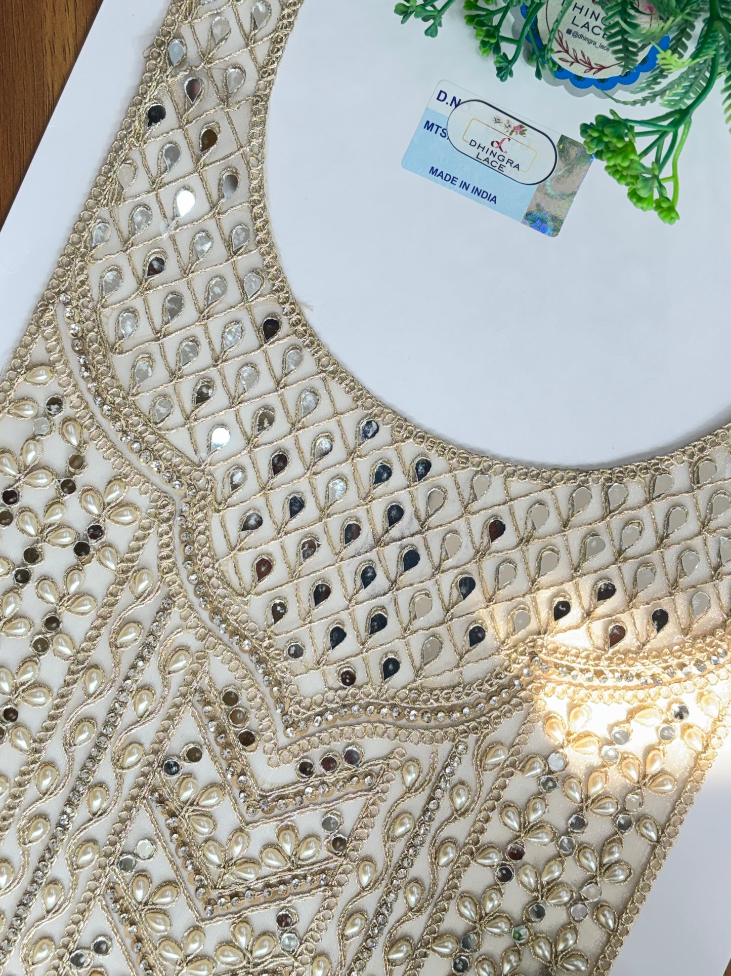 Beautiful Mirror Pearls And Zarkan Work Neck Patch 200126