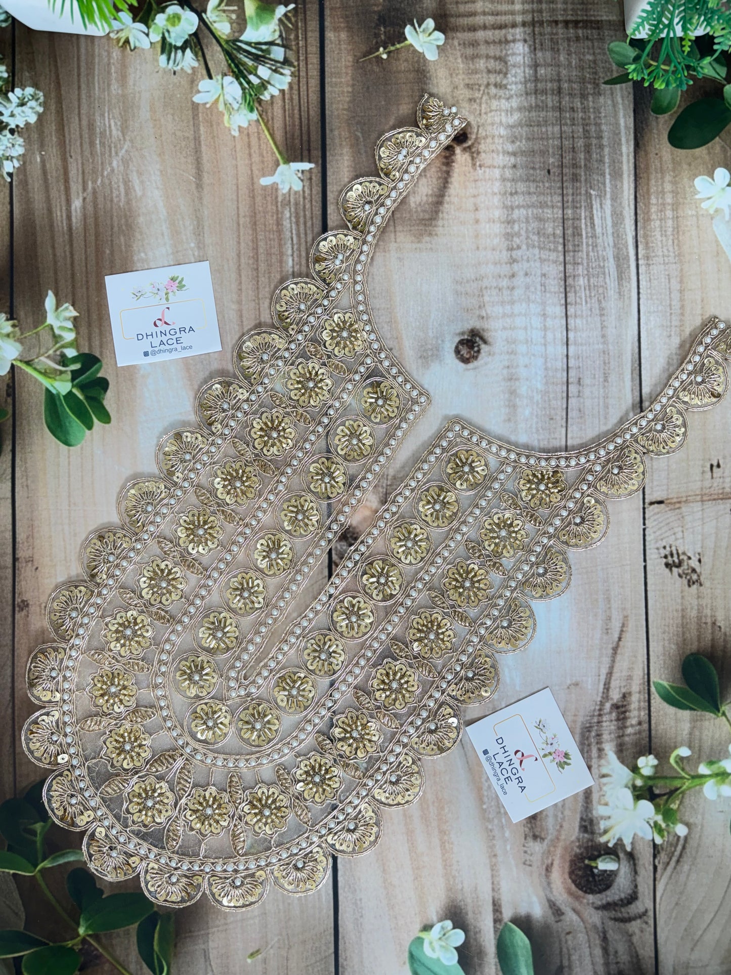 Beautiful Hand Work Neck Patch Gold 231225