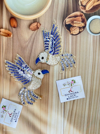 Beautiful Handwork Bird Patch Right Blue 071025