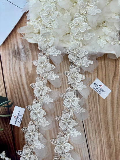 Beautiful Pearl Work Guipure Hanging Lace Off White 130226/270326