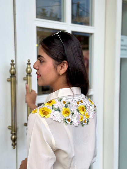 Beautiful Guipure Multicolour Cape Lemon Yellow 12345