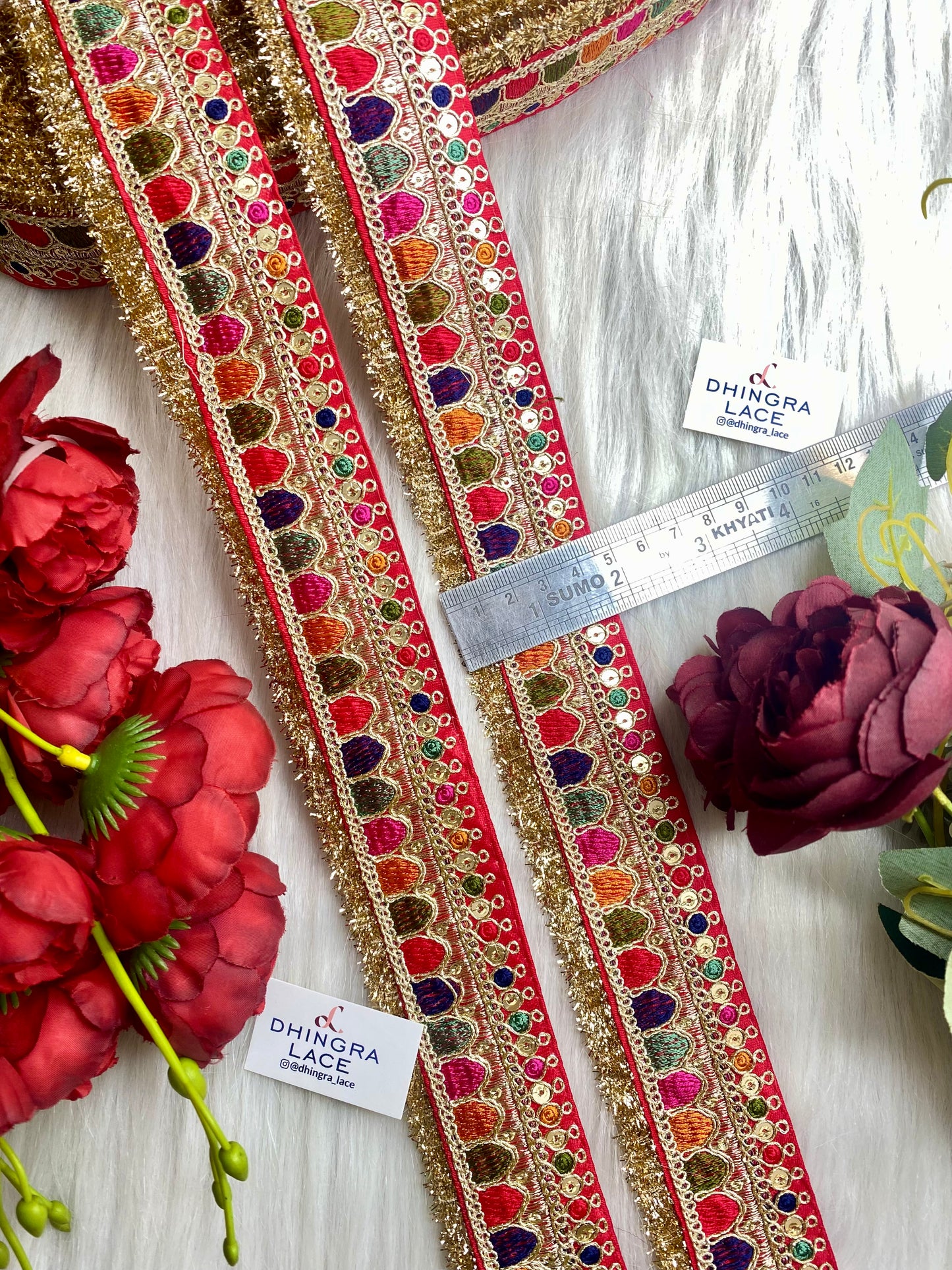 Beautiful Red Multi Sabyasachi 2 Inches Broad Lace 9 Meters 050126