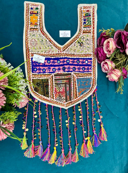 Beautiful Multicolour Mirror Work Hanging Neck Patches (1 Piece) 110826