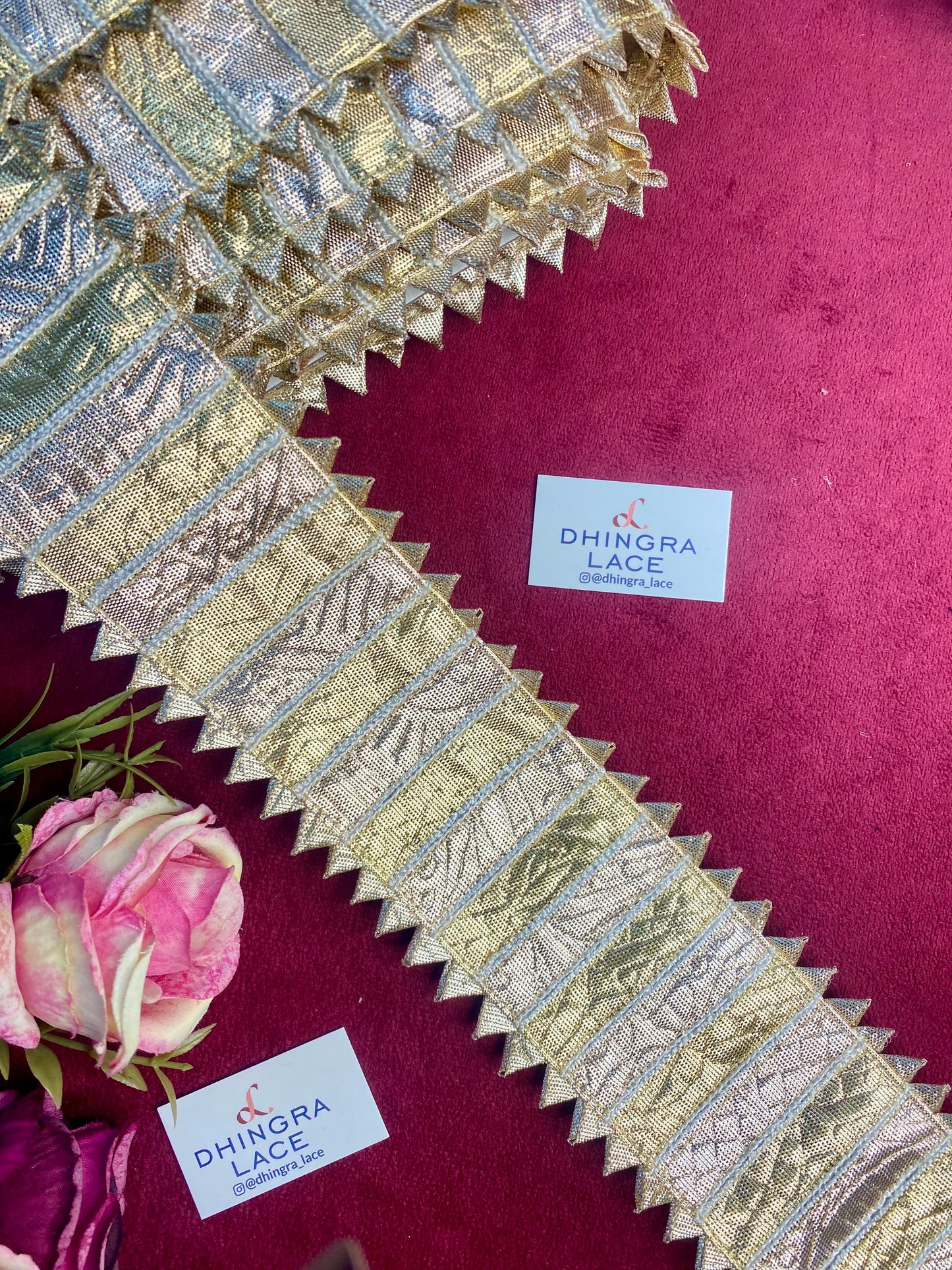 Beautiful Gota Patti 2.5 Inches Broad Lace Gold+Rosegold 241225 ( 9Meters)